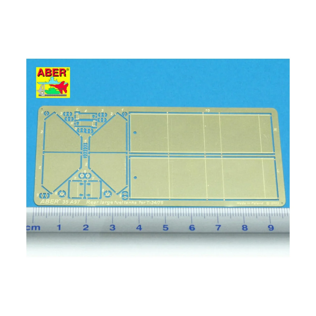 Rear large fuel tanks for T-34/76, 1/35 - Aber Models 35 A097 Rear large fuel tanks for T-34/76, 1/35 - Aber Models 35 A097