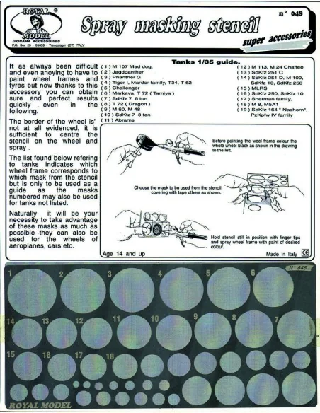 Spray masking stencil, 1/35 - Royal Model RM048