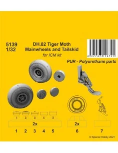 DH.82 Tiger Moth Mainwheels and Tailskid (ICM kit), 1/32 - CMK 129-...