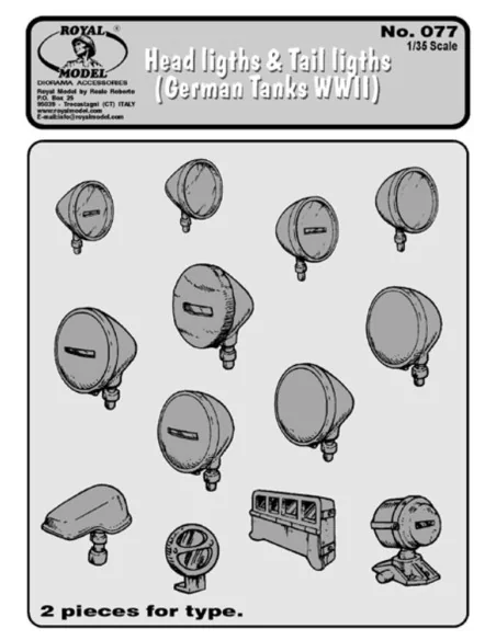 Head lights-tails light (German tanks), 1/35 - Royal Model RM077
