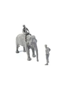 WWII RAF Mechanic in India+Elephant with Mahout (2 Fig. + Elephant)... 2