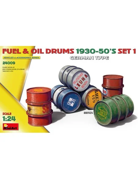 Fuel & Oil Drums 1930-50's Set 1 (German Type), 1/24 - MiniArt 24009