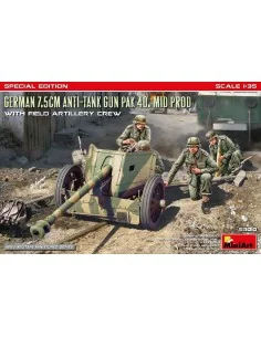 German 7.5cm Anti-Tank Gun PaK 40. Mid Prod w/ Artillery Crew. Spec...
