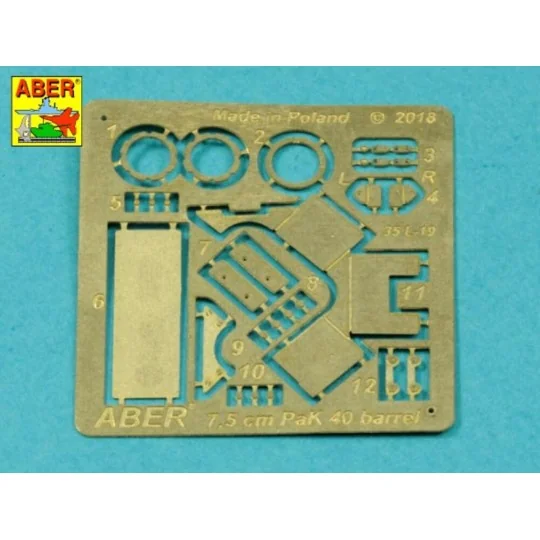 German 75 mm Barrel for PaK 40 - Late model, 1/35 - Aber Models 35 ...