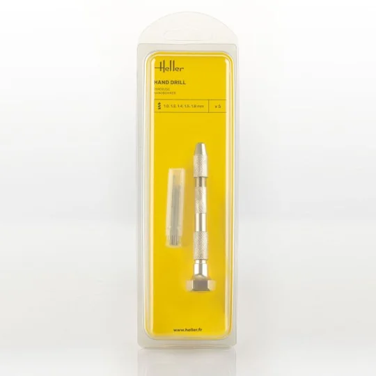Hand drill with five drills (1, 1.2, 1.4, 1.5, 1.8 mm) - Heller 99019
