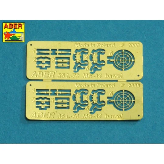 Set of 2 Barrels for German machine guns MG34, 1/35 - Aber Models 3...