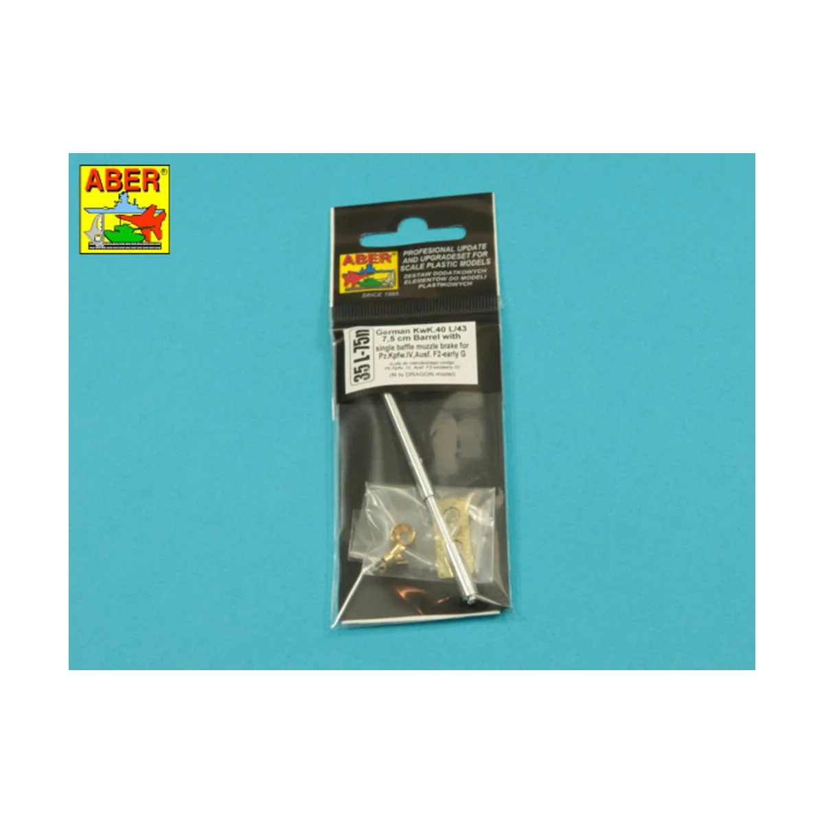 Germ.75mm barrel single baffle muzzle for Pz VI F2, 1/35 - Aber Mod...