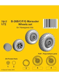 B-26B/C/F/G Marauder Wheels set / for Haseg. and Edu kits, 1/72 - C...