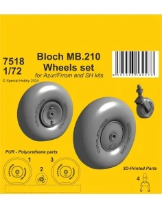 Bloch MB.210 Mainwheels and Tailwheel w/Leg, 1/72 - CMK 129-7518 2