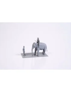 Mechanic of India WWII+Elephant with Mahout (2 fig.+elephant), 1/72...