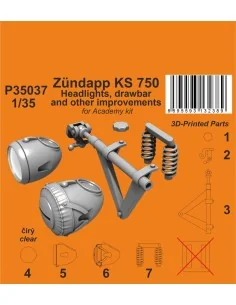 Zündapp KS 750 Headlights, drawbar and other improvements 1/35 / fo...