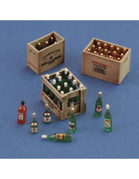 Champagne, cognac e wine bottles with crates, 1/35 - Royal Model RM801
