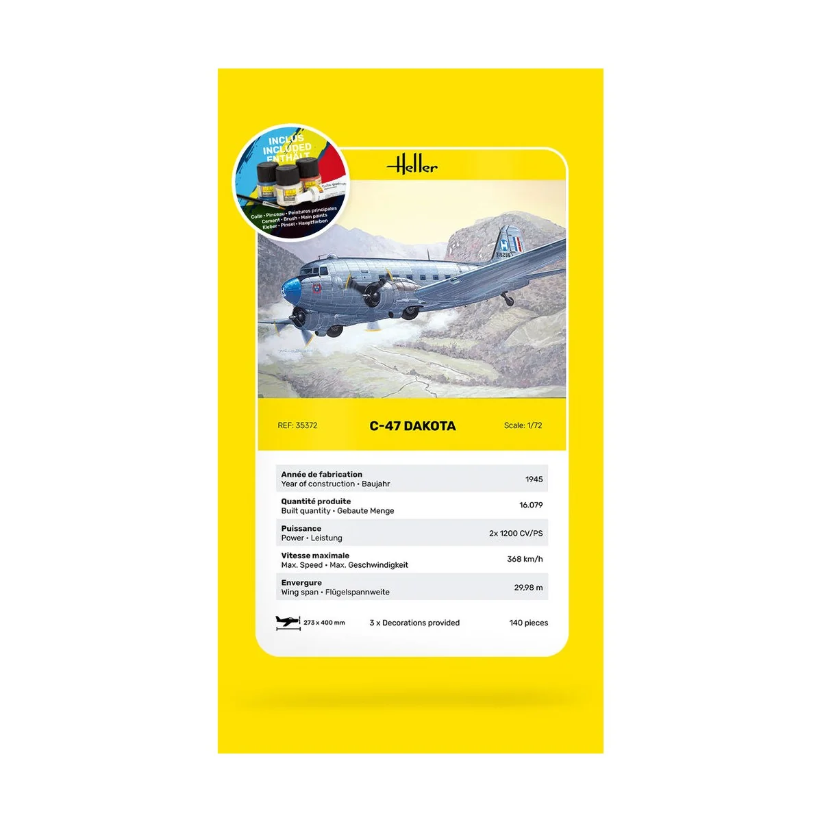 STARTER KIT C-47 Dakota - Heller 35372