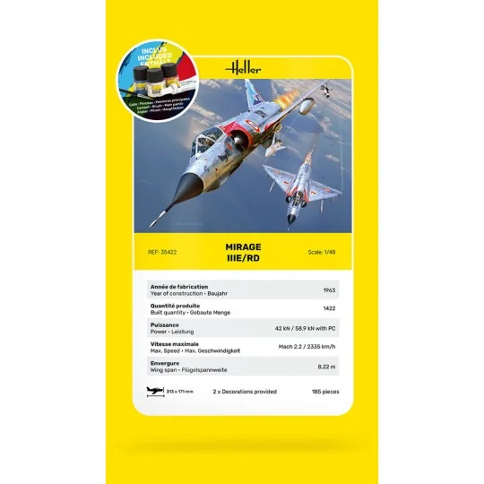 STARTER KIT Mirage IIIE/RD, 1/48 - Heller 35422 STARTER KIT Mirage IIIE/RD, 1/48 - Heller 35422