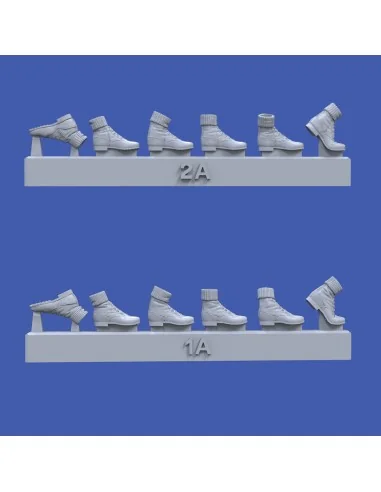 German DAK boots-assorted positions-WWII, 1/35 - Royal Model RM995
