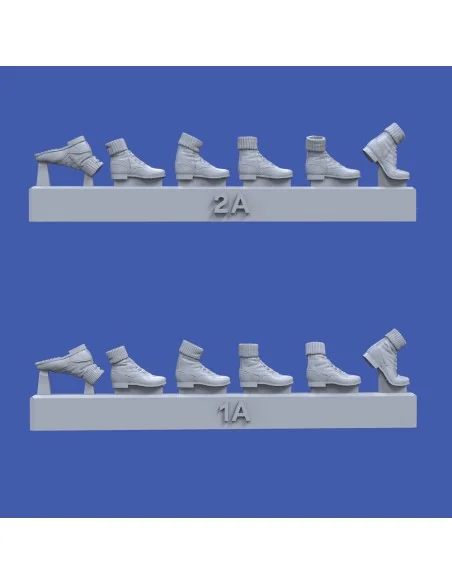 German DAK boots-assorted positions-WWII, 1/35 - Royal Model RM995