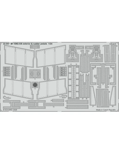 Bf 109G-5/6 exterior & rudder pedals for Airfix, 1/24 - Eduard Acce...
