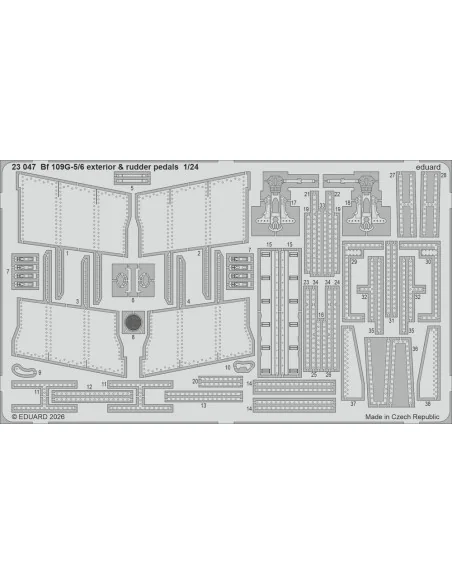 Bf 109G-5/6 exterior & rudder pedals for Airfix, 1/24 - Eduard Acce...