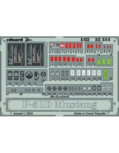 P-51D Mustang placards, 1/32 - Eduard Accessories 32515