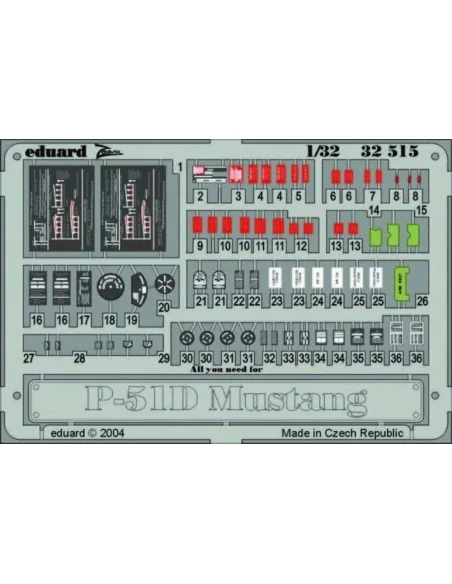 [NO_DESC] P-51D Mustang placards, 1/32 - Eduard Accessories 32515