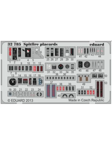Spitfire placards, 1/32 - Eduard Accessories 32785