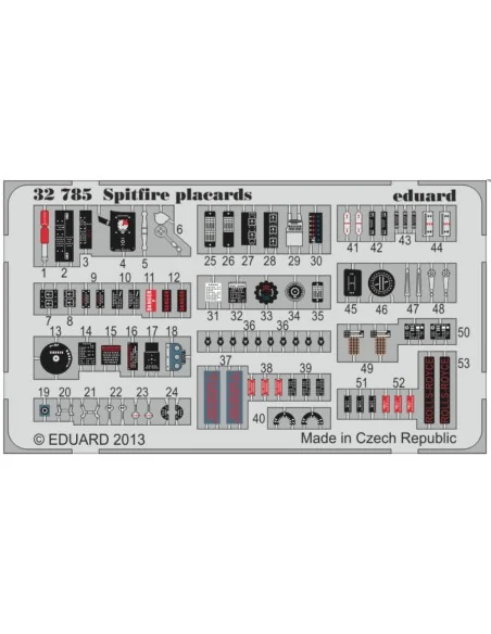 Spitfire placards, 1/32 - Eduard Accessories 32785