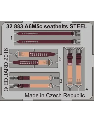 A6M5c seatbelts STEEL for Hasegawa, 1/32 - Eduard Accessories 32883