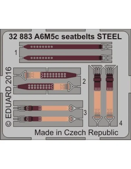 A6M5c seatbelts STEEL for Hasegawa, 1/32 - Eduard Accessories 32883