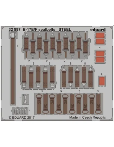 B-17E/F seatbelts STEEL for HKM, 1/32 - Eduard Accessories 32897