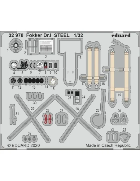 Fokker Dr.I STEEL for Meng, 1/32 - Eduard Accessories 32978