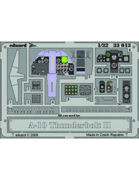 A-10 Thunderbolt II dashboard für Trumpeter-Bausatz, 1/32 - Eduard ...