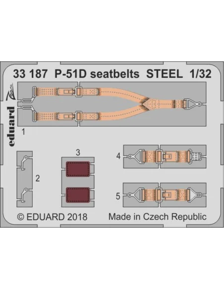 P-51D seatbelts STEEL for Revell, 1/32 - Eduard Accessories 33187