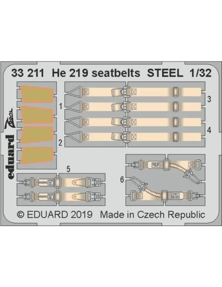He 219 seatbelts STEEL for Revell, 1/32 - Eduard Accessories 33211