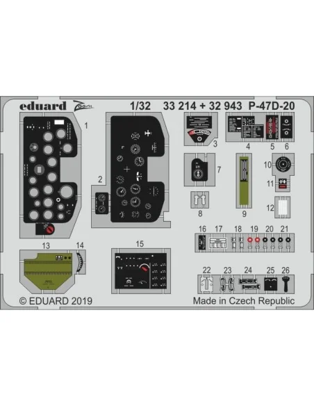 [NO_DESC] P-47D-20 for Trumpeter, 1/32 - Eduard Accessories 33214
