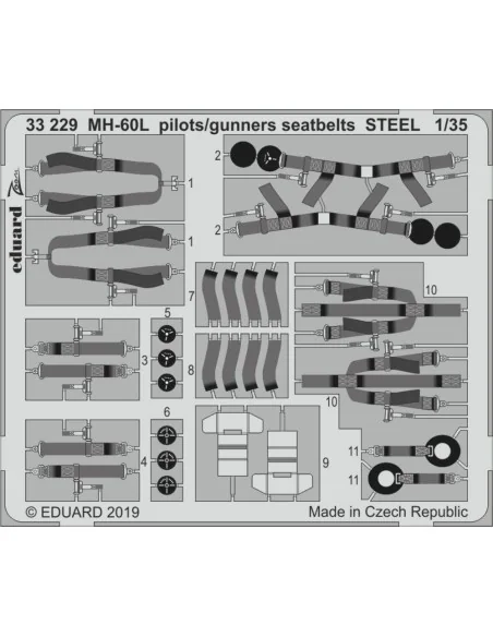 [NO_DESC] MH-60L pilots/gunners seatbelts STEEL for Kitty Hawk, 1/3...