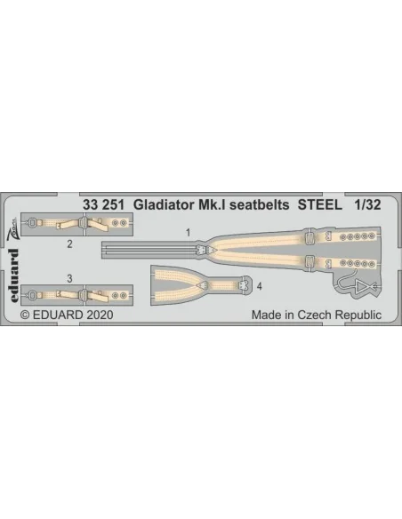 Gladiator Mk.I seatbelts STEEL for ICM, 1/32 - Eduard Accessories 3...