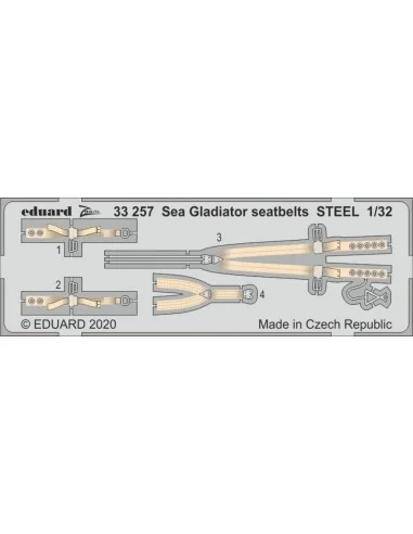 Sea Gladiator seatbelts STEEL for ICM, 1/32 - Eduard Accessories 33257