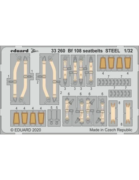 Bf 108 seatbelts STEEL for Eduard, 1/32 - Eduard Accessories 33260