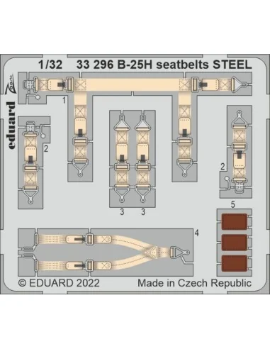 B-25H seatbelts STEEL for HKM, 1/32 - Eduard Accessories 33296