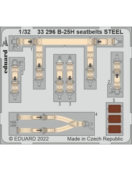 B-25H seatbelts STEEL for HKM, 1/32 - Eduard Accessories 33296