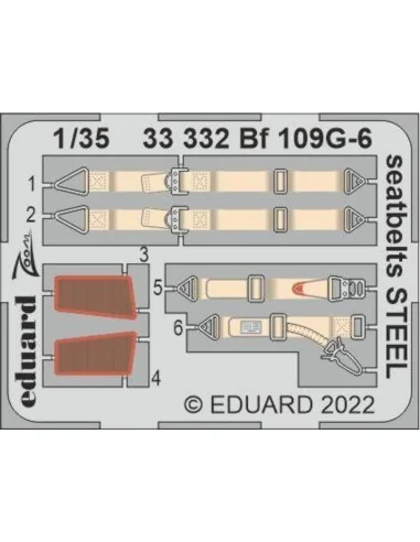 Bf 109G-6 seatbelts STEEL, 1/35 - Eduard Accessories 33332