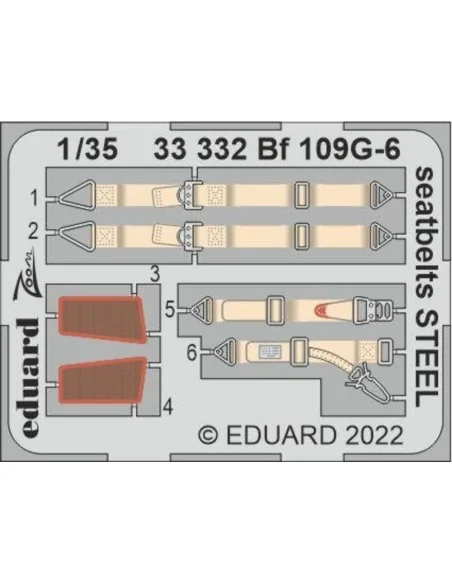 Bf 109G-6 seatbelts STEEL, 1/35 - Eduard Accessories 33332