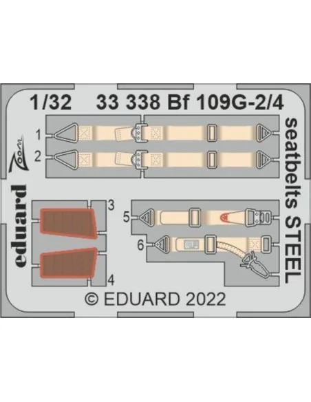 [NO_DESC] Bf 109G-2/4 seatbelts STEEL for REVELL, 1/32 - Eduard Acc...