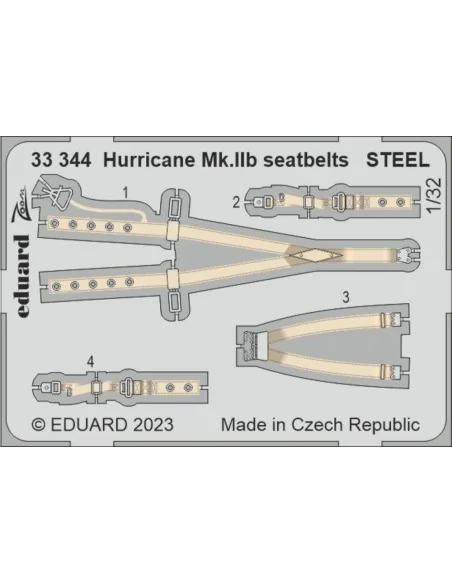 Hurricane Mk.IIb seatbelts STEEL 1/32 REVELL, 1/32 - Eduard Accesso...