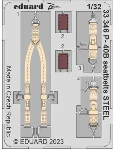 P-40B seatbelts STEEL 1/32 GREAT WALL HOBBY, 1/32 - Eduard Accessor...