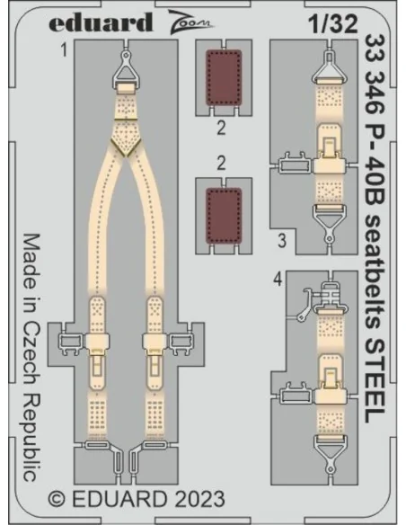 [NO_DESC] P-40B seatbelts STEEL 1/32 GREAT WALL HOBBY, 1/32 - Eduar...