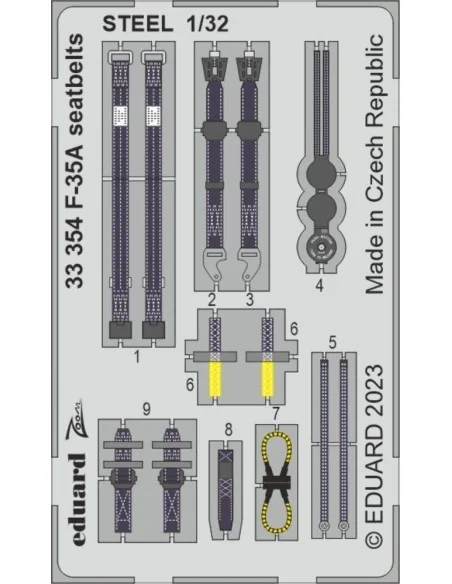 F-35A seatbelts STEEL 1/32 TRUMPETER, 1/32 - Eduard Accessories 33354