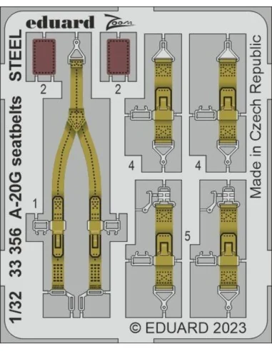 A-20G seatbelts STEEL 1/32 HKM, 1/32 - Eduard Accessories 33356