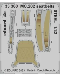 MC.202 seatbelts STEEL 1/32 ITALERI, 1/32 - Eduard Accessories 33360