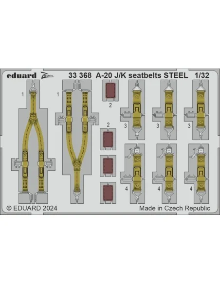 [NO_DESC] A-20J/K seatbelts STEEL HKM, 1/32 - Eduard Accessories 33368